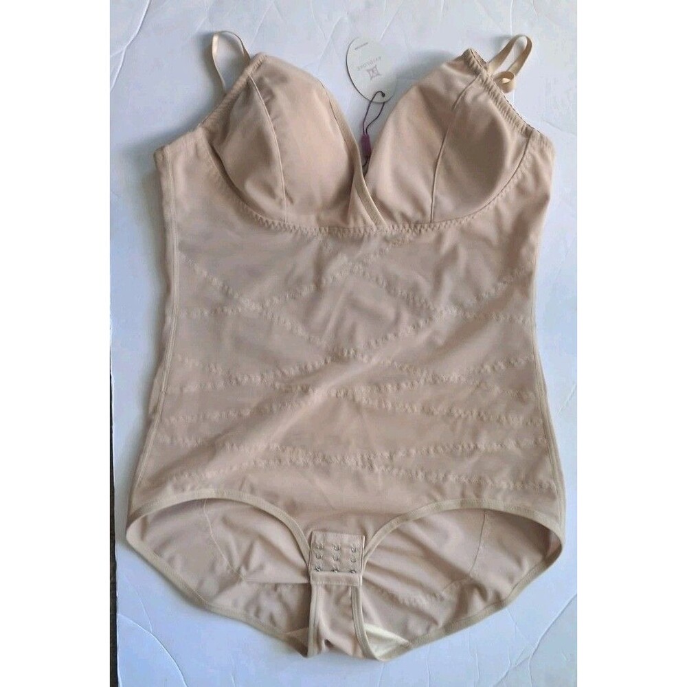 Avid Love Shapewear Slimming Bodysuit Size 3X Beige Paddded Firm New